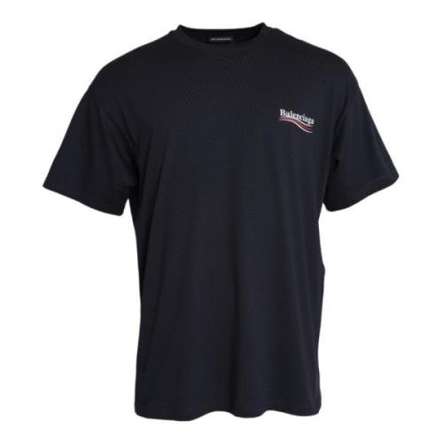 Donkerblauw Katoenen Logo T-shirt Balenciaga , Blue , Heren