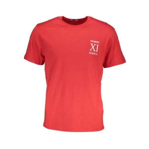 Rode Katoenen Logo Print T-Shirt Bikkembergs , Red , Heren