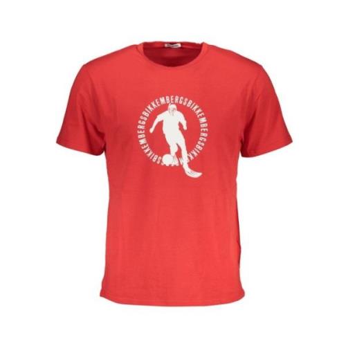 Rood Katoen Logo Print T-Shirt Bikkembergs , Red , Heren