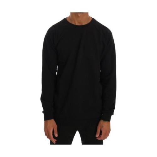 Elegante zwarte crewneck katoenen trui Daniele Alessandrini , Black , ...