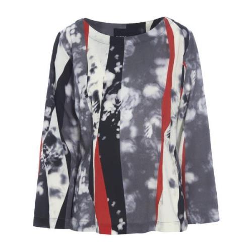 Dramatisch Print Viscose Blouse Fukinsei Bitte Kai Rand , Multicolor ,...