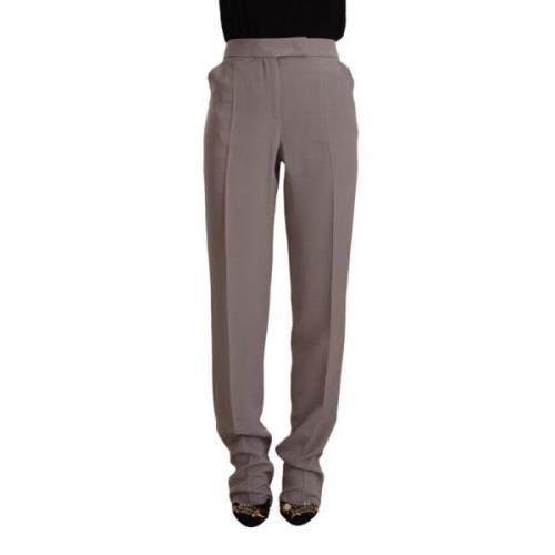 Elegante High-Waist Broek van Zijdeblend Armani , Brown , Dames