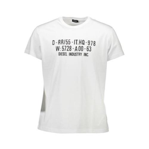 Wit Katoenen T-shirt met Ronde Hals Diesel , White , Dames