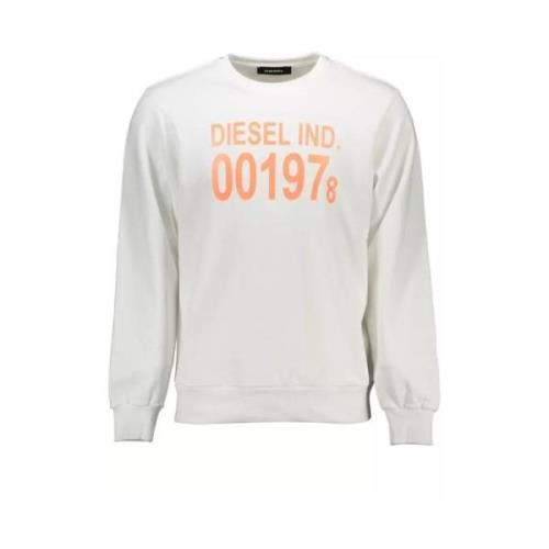 Katoenen bedrukt sweatshirt met logo Diesel , White , Heren