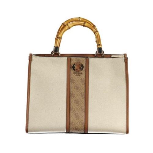 Beige Katoenen Handtas met Verstelbare Band Guess , Beige , Dames