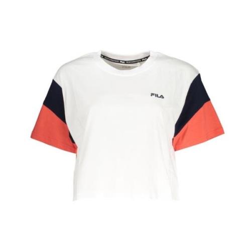 Motief T-shirt met contrastdetails Fila , White , Dames