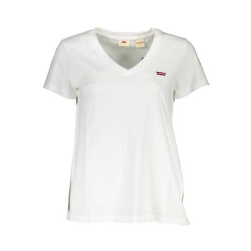 Stijlvol wit logo V-hals T-shirt Levi's , White , Heren