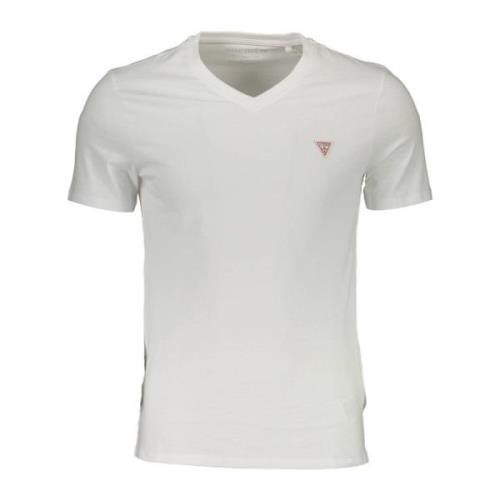 Stijlvol Logo V-hals T-shirt Guess , White , Heren