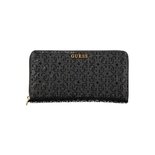 Elegante Zwarte Portemonnee met Ritssluiting Guess , Black , Dames