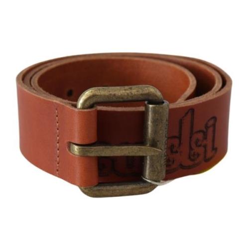 Stijlvol Bruin Leren Logogordel Just Cavalli , Brown , Unisex