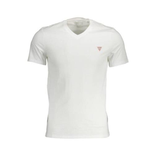 Elegant wit V-hals T-shirt Guess , White , Heren