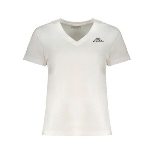 Geborduurd V-hals Katoenen T-shirt Kappa , White , Heren