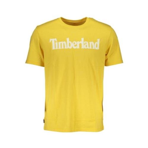 Gele Katoenen T-shirt met Print Timberland , Yellow , Heren