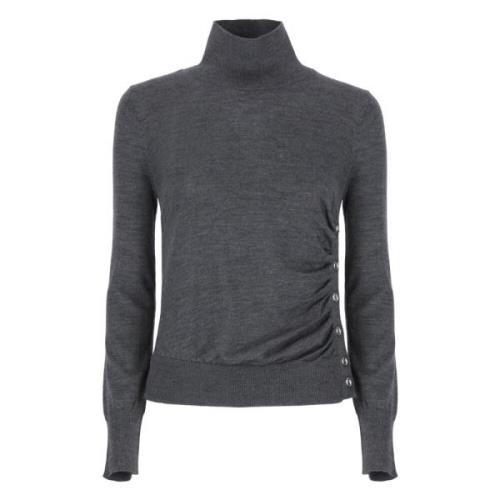 Grijze Wollen Trui Hoge Hals Lange Mouwen Pinko , Gray , Dames