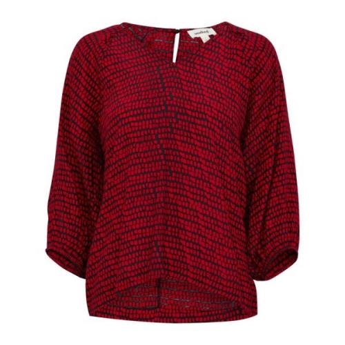 Vierkant Print Blouse 3/4 Mouw Soaked in Luxury , Red , Dames