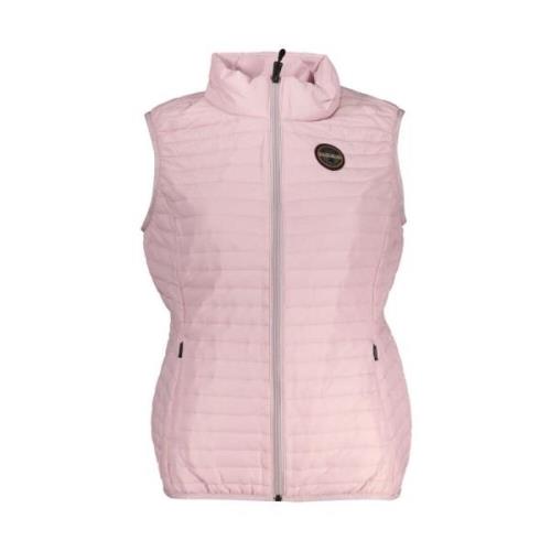 Mouwloze Roze Jas met Contrastdetails Napapijri , Pink , Dames