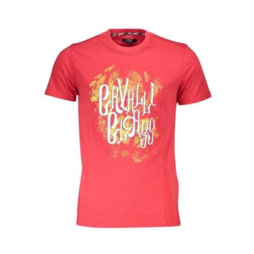 Rood Katoen Logo Print T-Shirt Cavalli Class , Red , Heren