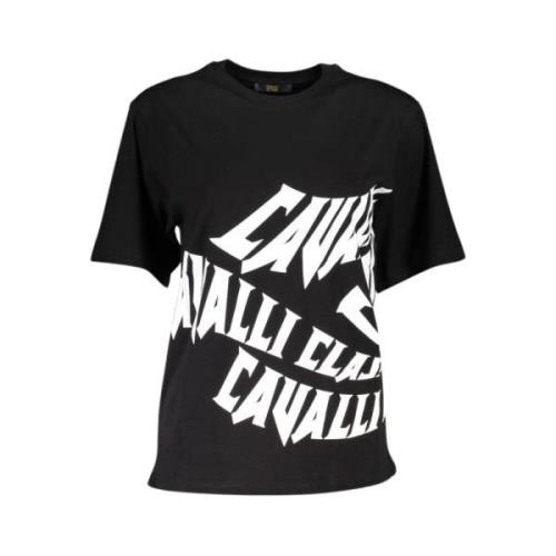 Elegante Logo Tee met Ronde Hals Cavalli Class , Black , Dames