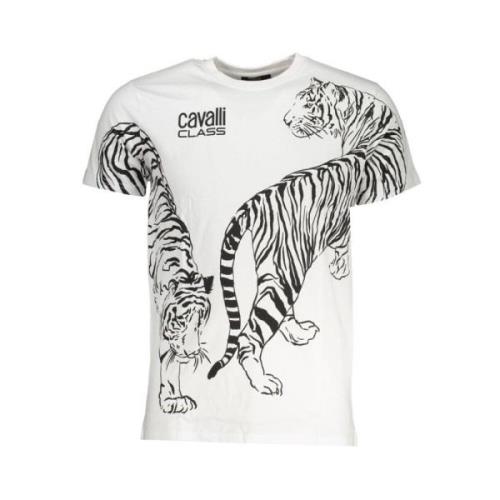 Wit Katoenen Logo Print T-shirt Cavalli Class , White , Heren