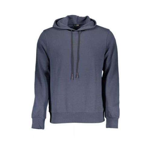 Blauw Katoenen Hoodie met Logoprint Cavalli Class , Blue , Heren