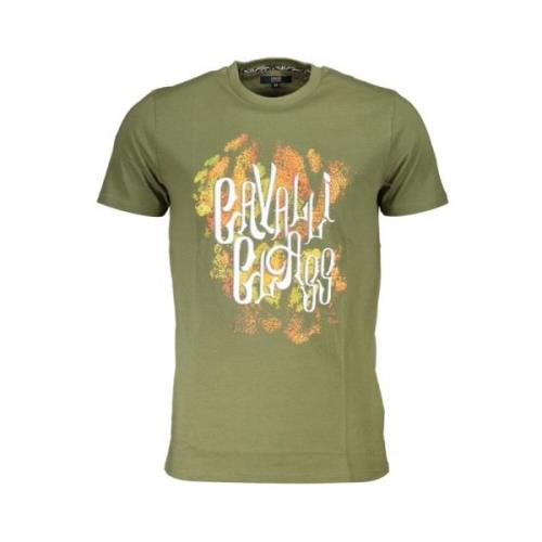 Groen Katoenen Bedrukt Logo T-shirt Cavalli Class , Green , Heren