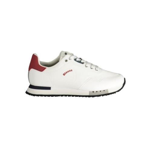 Witte Polyester Sneaker met Sportieve Details Blauer , White , Heren