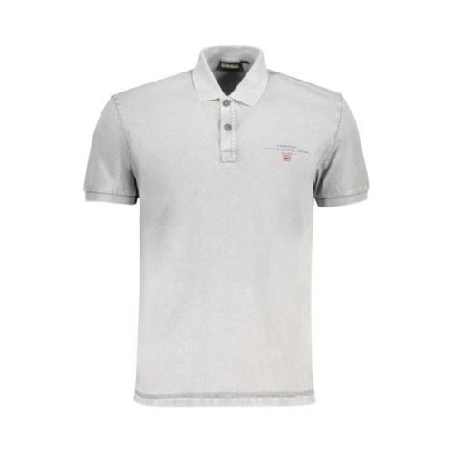 Grijs Katoenen Poloshirt met Print en Logo Napapijri , Gray , Heren