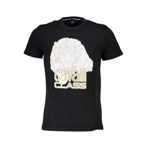 Zwart Katoenen Logo Print T-Shirt Cavalli Class , Black , Heren