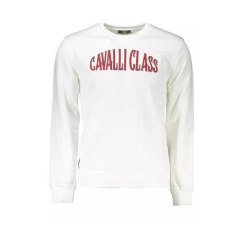 Elegant wit sweatshirt met borduurwerk Cavalli Class , White , Heren