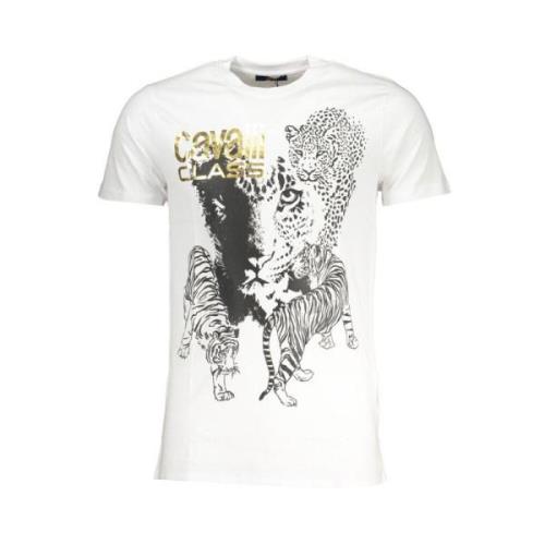 Print Logo Korte Mouw Katoenen T-shirt Cavalli Class , White , Heren