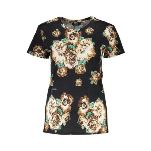 Zwart Katoenen Bedrukt Kort T-shirt Cavalli Class , Black , Dames