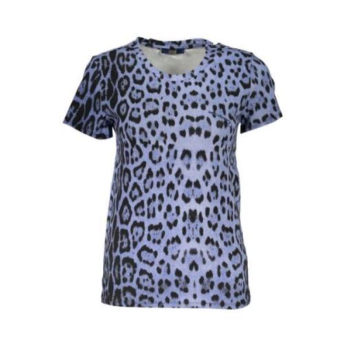 Blauw Katoen Bedrukt Logo T-Shirt Cavalli Class , Blue , Dames