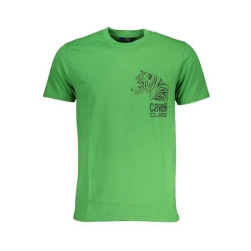 Groen Katoen Logo Print T-Shirt Cavalli Class , Green , Heren