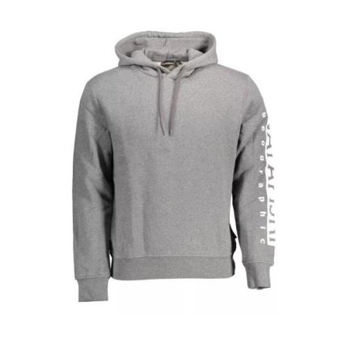 Grijze Hoodie Katoenmix Stijlvol Napapijri , Gray , Heren