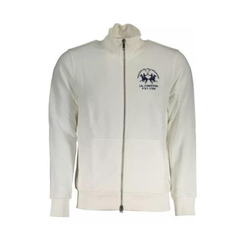 Elegant wit zip-up sweatshirt met borduurwerk La Martina , White , Her...