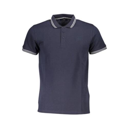 Blauw Katoenen Poloshirt met Borduurwerk Cavalli Class , Blue , Heren