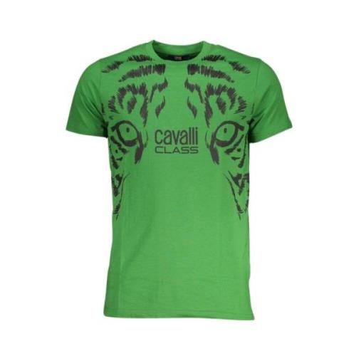 Groen Katoen Logo Print T-Shirt Cavalli Class , Green , Heren