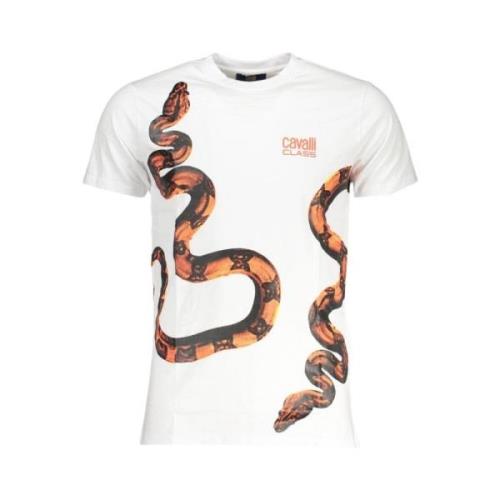 Wit Katoenen Logo Print T-shirt Cavalli Class , White , Heren