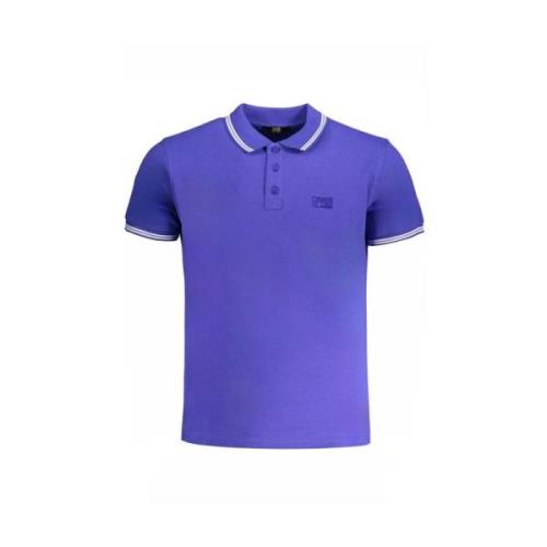 Blauw Katoenen Poloshirt met Borduursel Cavalli Class , Blue , Heren