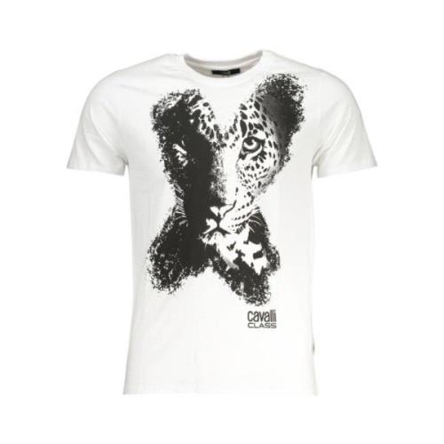 Wit Katoenen Logo Print T-shirt Cavalli Class , White , Heren