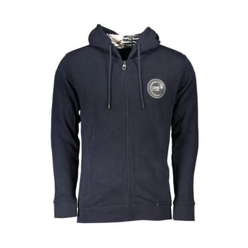 Blauw sweatshirt met capuchon en rits Cavalli Class , Blue , Heren