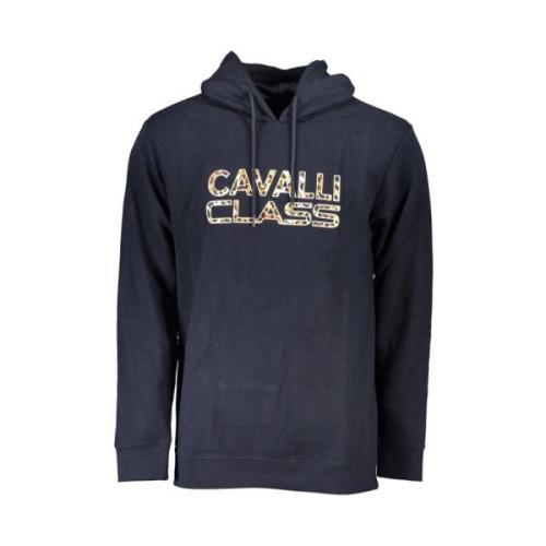 Blauw Geborsteld Hoodie Cavalli Class , Blue , Heren