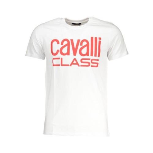 Wit Katoen Logo Print T-shirt Cavalli Class , White , Heren