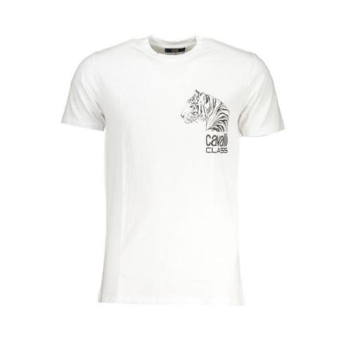 Print Logo Korte Mouw T-shirt Cavalli Class , White , Heren