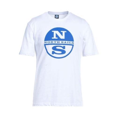 Knapperig Wit Logo Katoenen T-Shirt North Sails , White , Heren