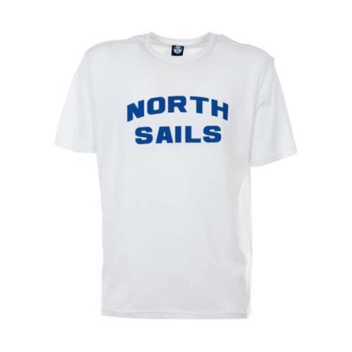 Elegant wit katoenen T-shirt met gedurfd blauw logo North Sails , Whit...