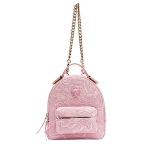 Pre-owned Leather backpacks Versace Pre-owned , Pink , Dames