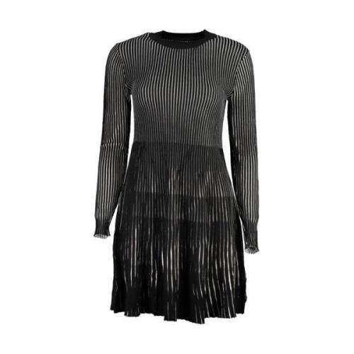 Elegante Jurk met Lange Mouwen, Hoge Hals en Contrast Desigual , Black...