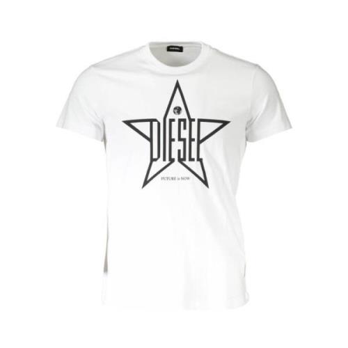 Eenvoudig Wit Logo T-Shirt Diesel , White , Dames