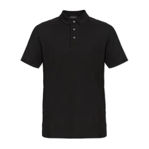 Polo met geborduurd logo Emporio Armani , Black , Heren